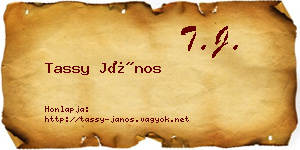 Tassy János névjegykártya